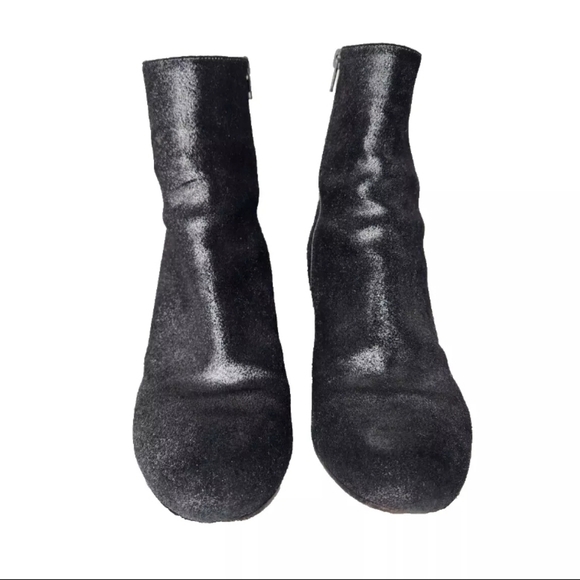 MAISON MARTIN MARGIELA Dark SILVER GLITTER ANKLE ZIP UP BOOT HEELS 38.5 US8.5 - Picture 4 of 16